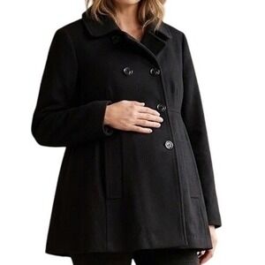 Motherhood Maternity Black Wool Blend Double Breasted Pea Coat XL